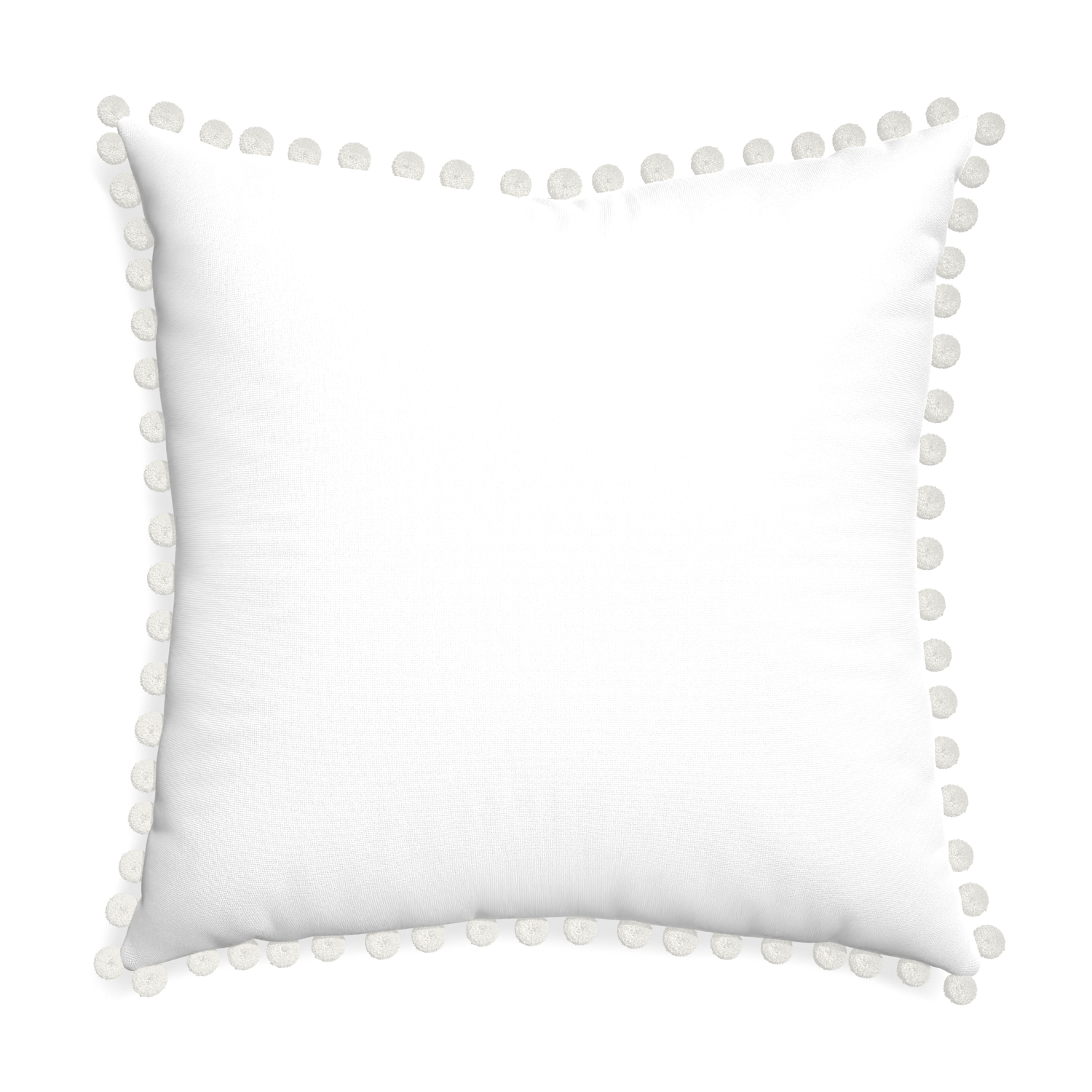 Euro-sham snow custom pillow with snow pom pom on white background