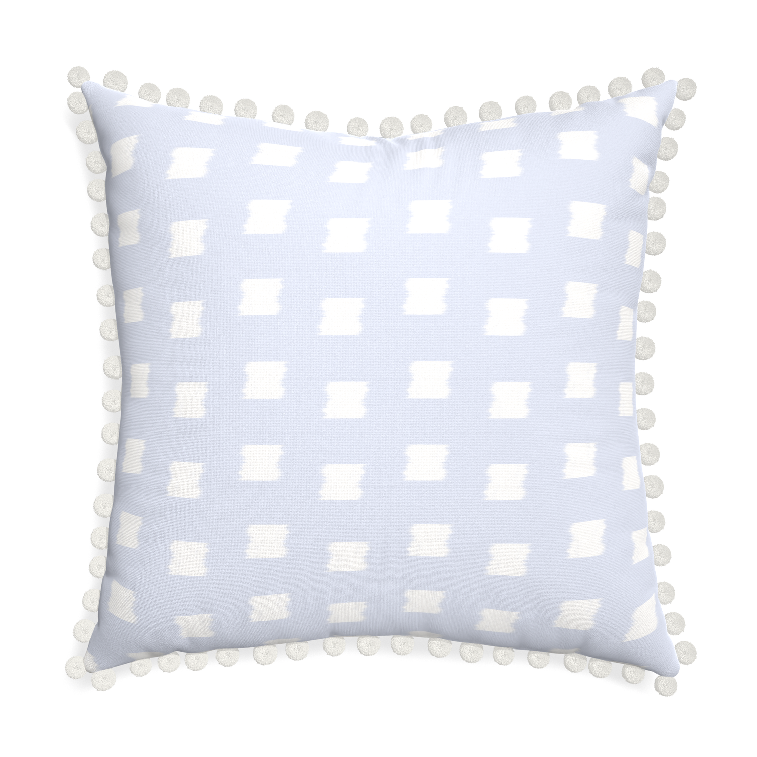 Euro-sham denton custom pillow with snow pom pom on white background