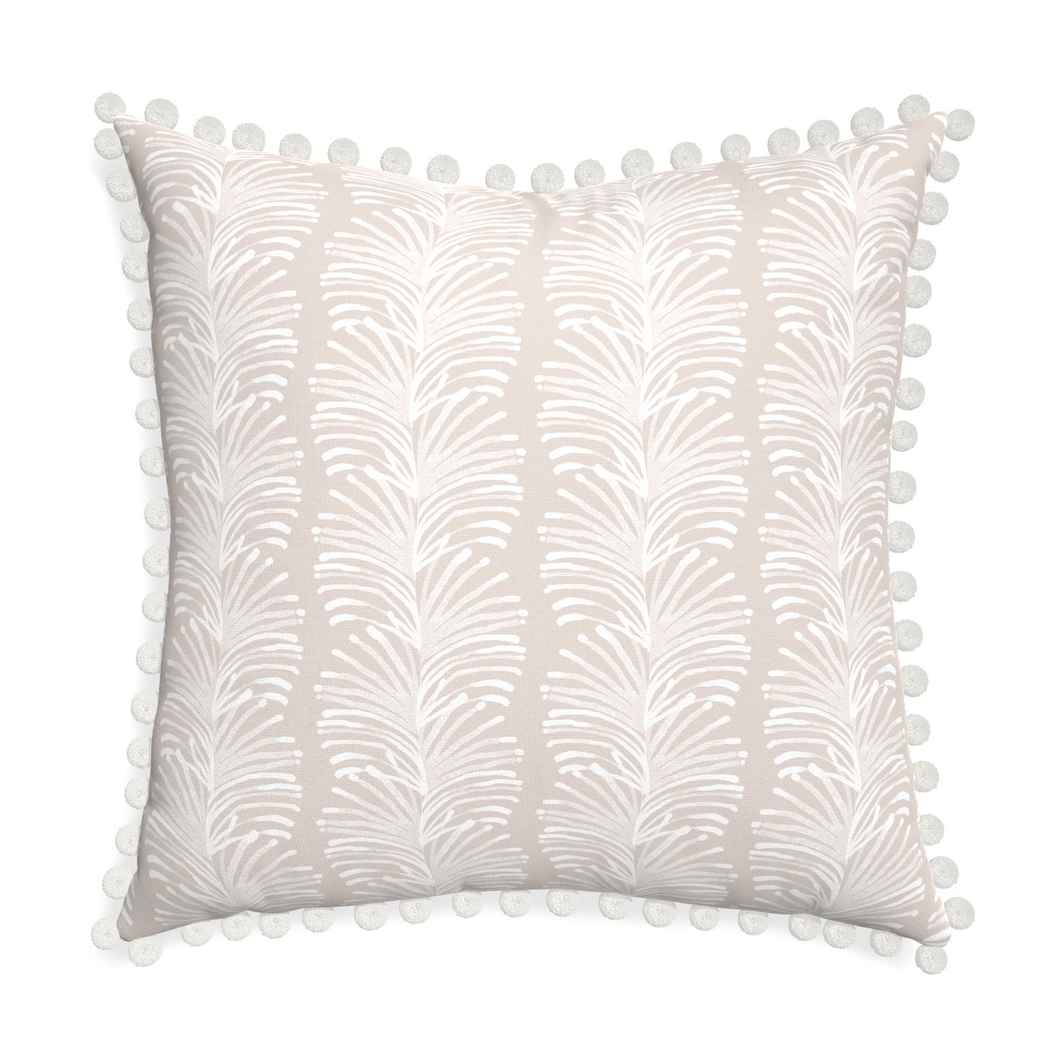 Euro-sham emma sand custom pillow with snow pom pom on white background