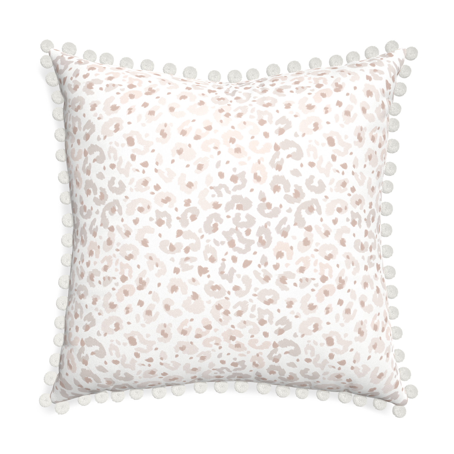Euro-sham rosie custom pillow with snow pom pom on white background