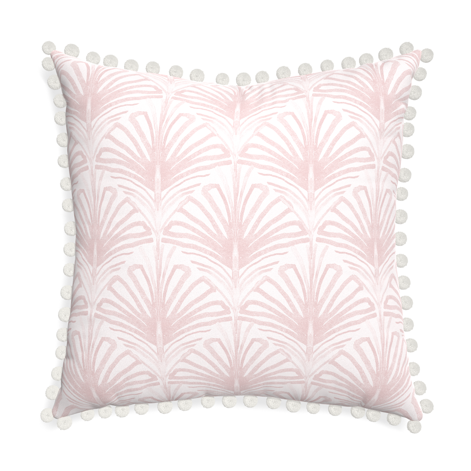 Euro-sham suzy rose custom pillow with snow pom pom on white background