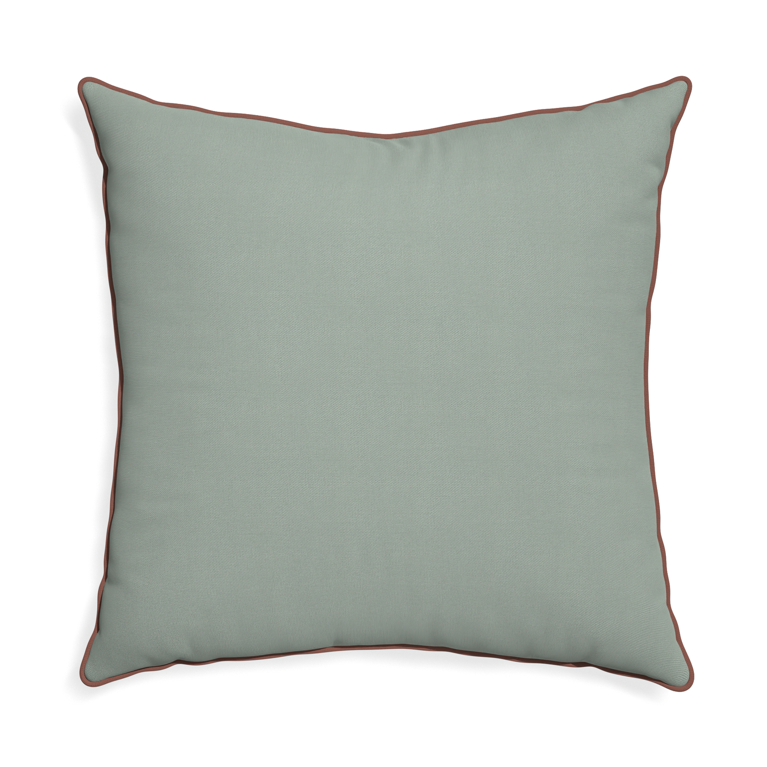 Euro-sham sage custom pillow with w piping on white background