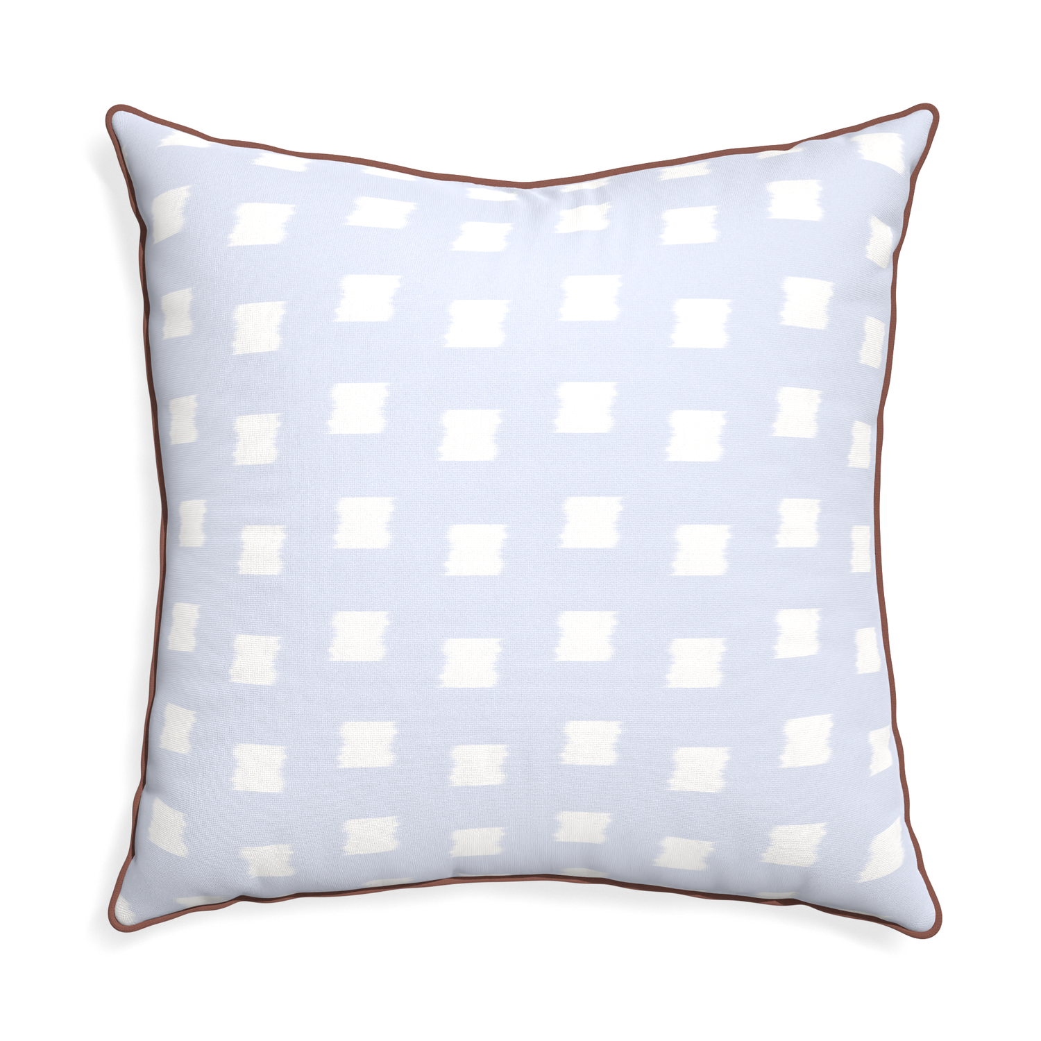 Euro-sham denton custom sky blue patternpillow with w piping on white background