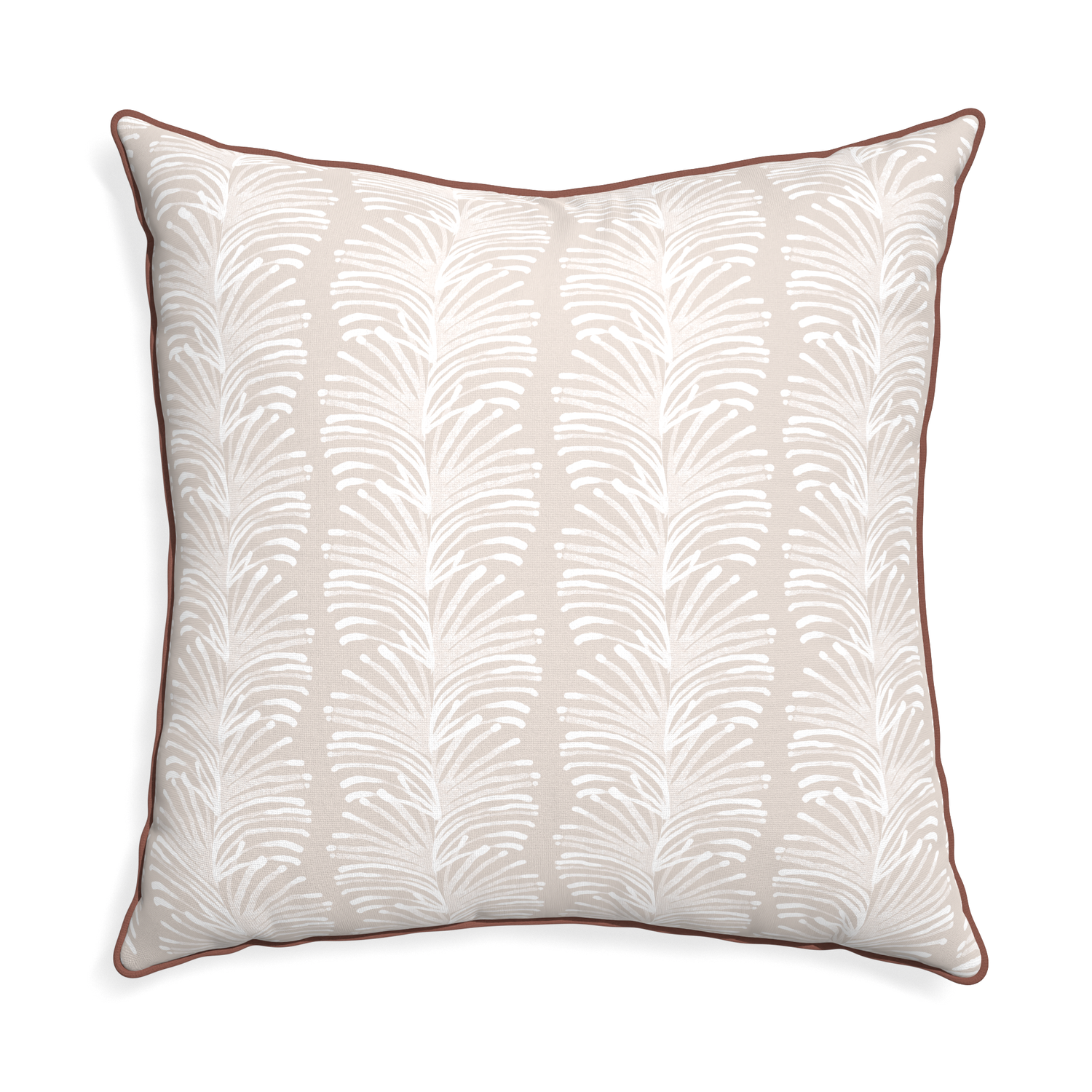 Euro-sham emma sand custom pillow with w piping on white background