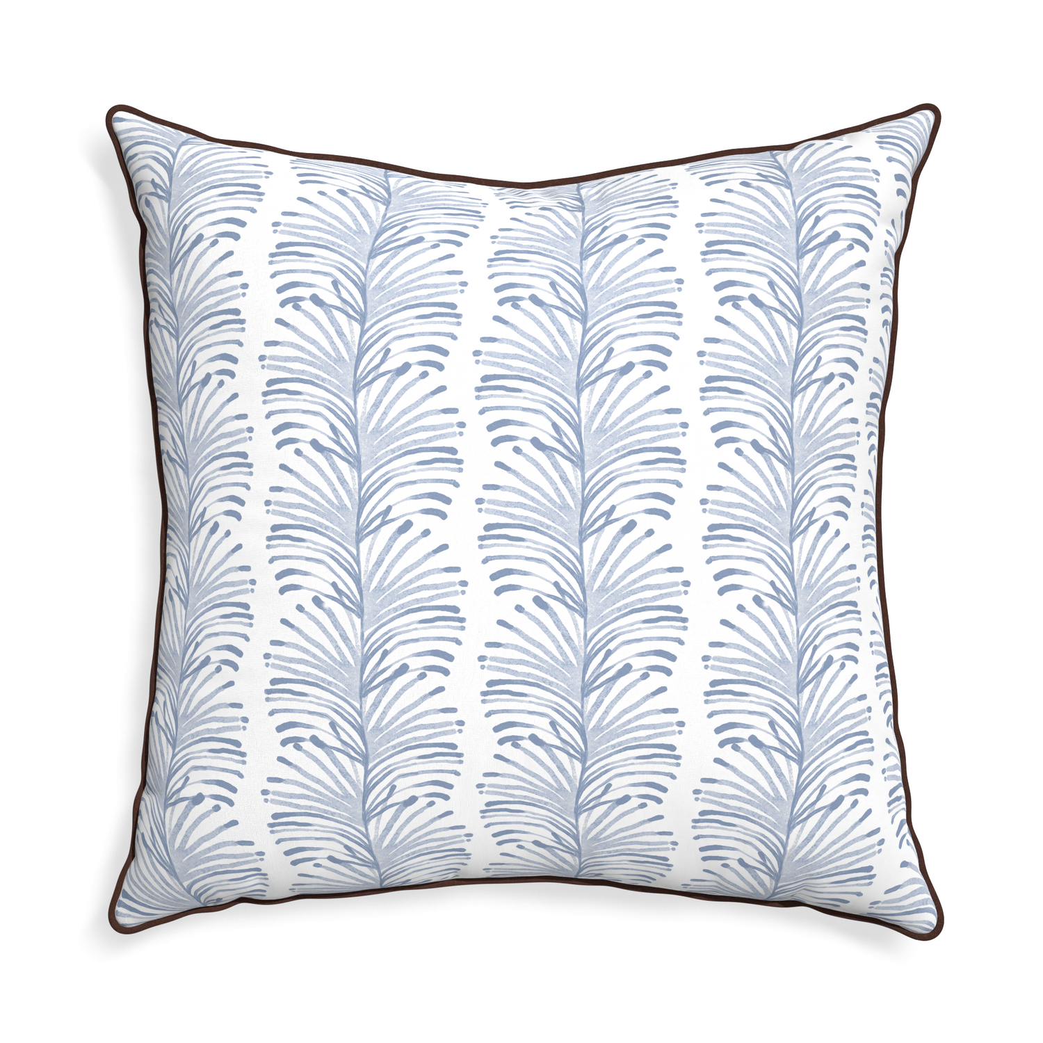 Euro-sham emma sky custom pillow with w piping on white background