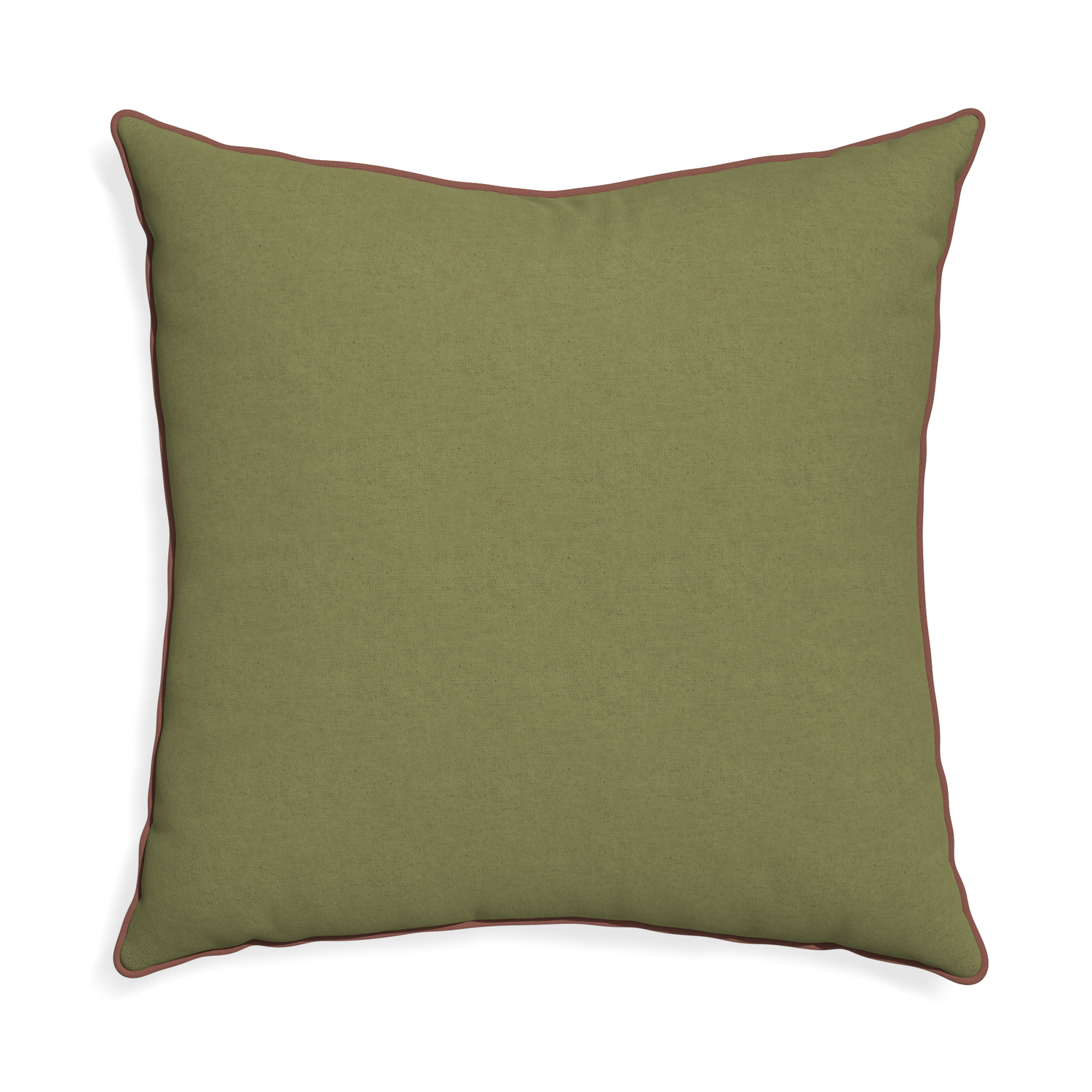 Euro-sham moss custom moss greenpillow with w piping on white background