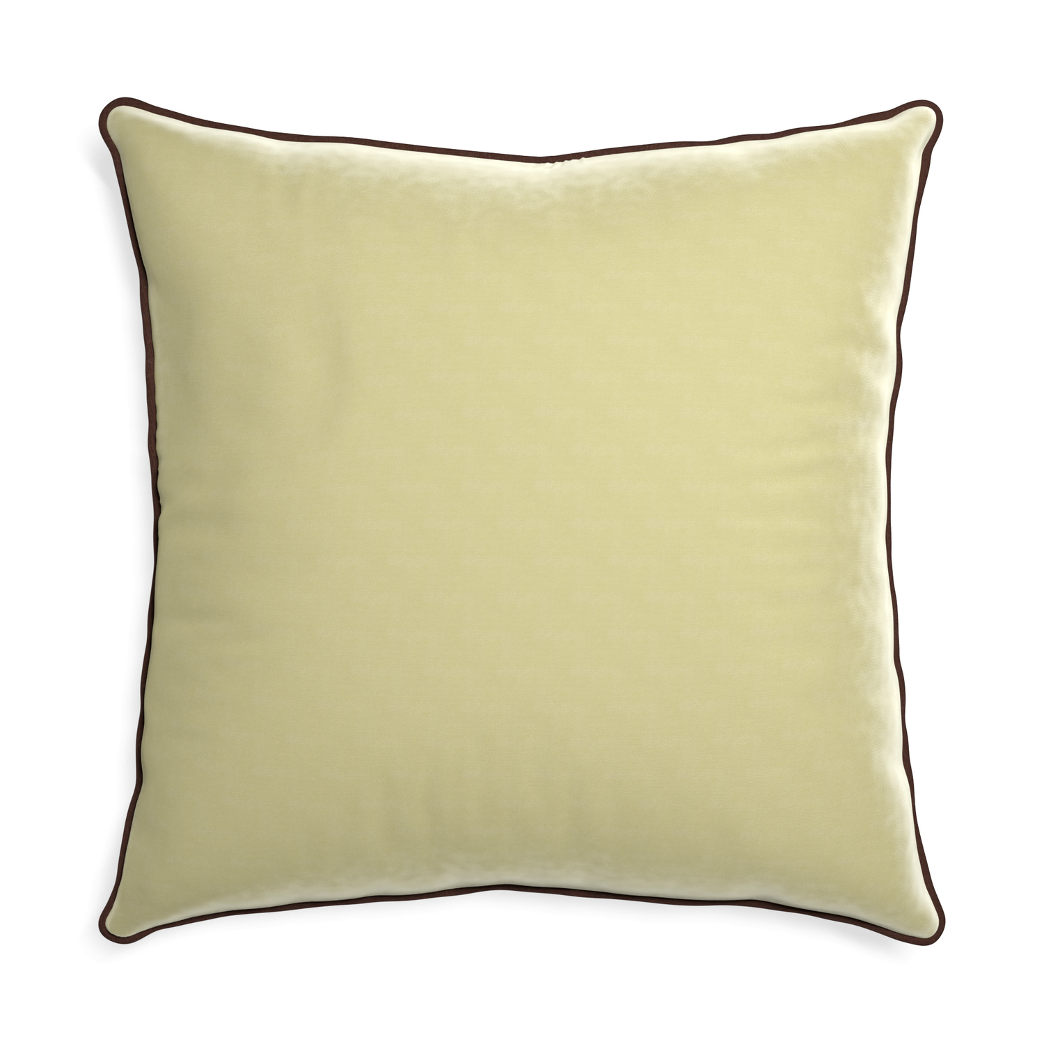 Euro-sham pear velvet custom pillow with w piping on white background