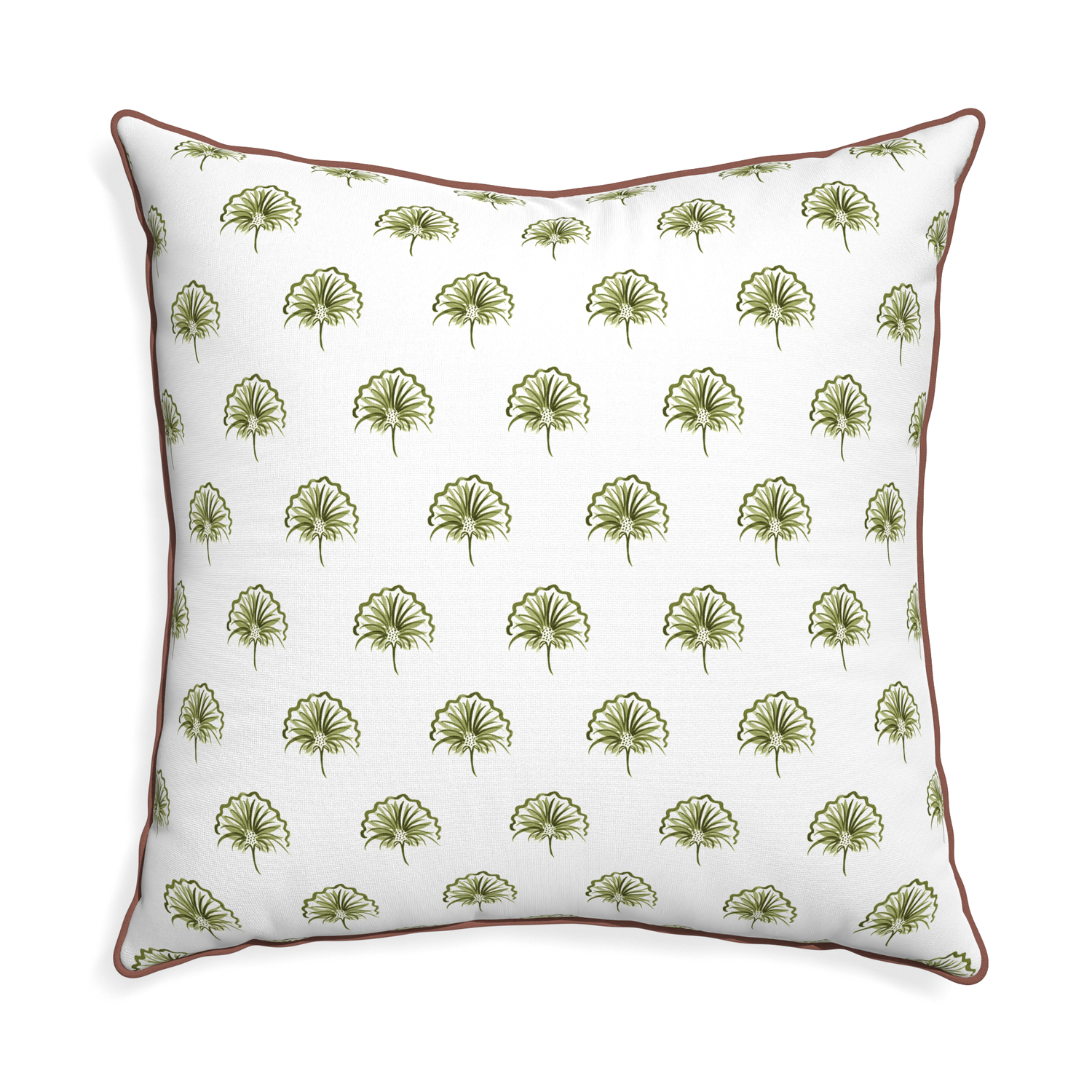 Euro-sham penelope moss custom pillow with w piping on white background
