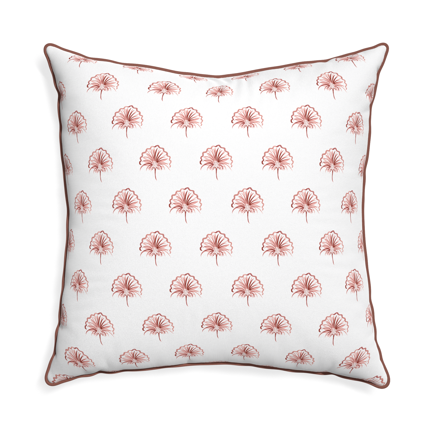 Euro-sham penelope rose custom pillow with w piping on white background