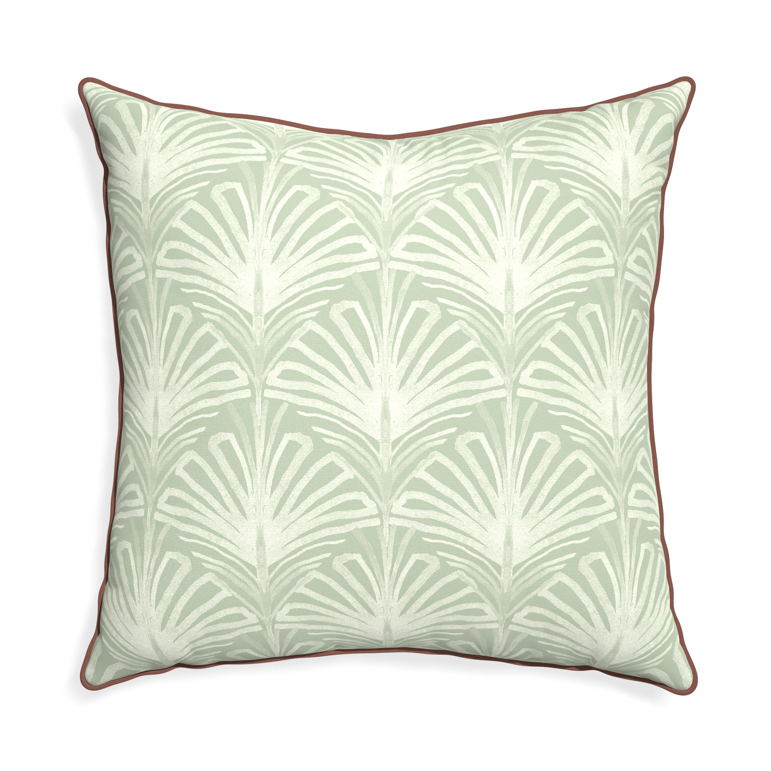 Euro-sham suzy sage custom pillow with w piping on white background