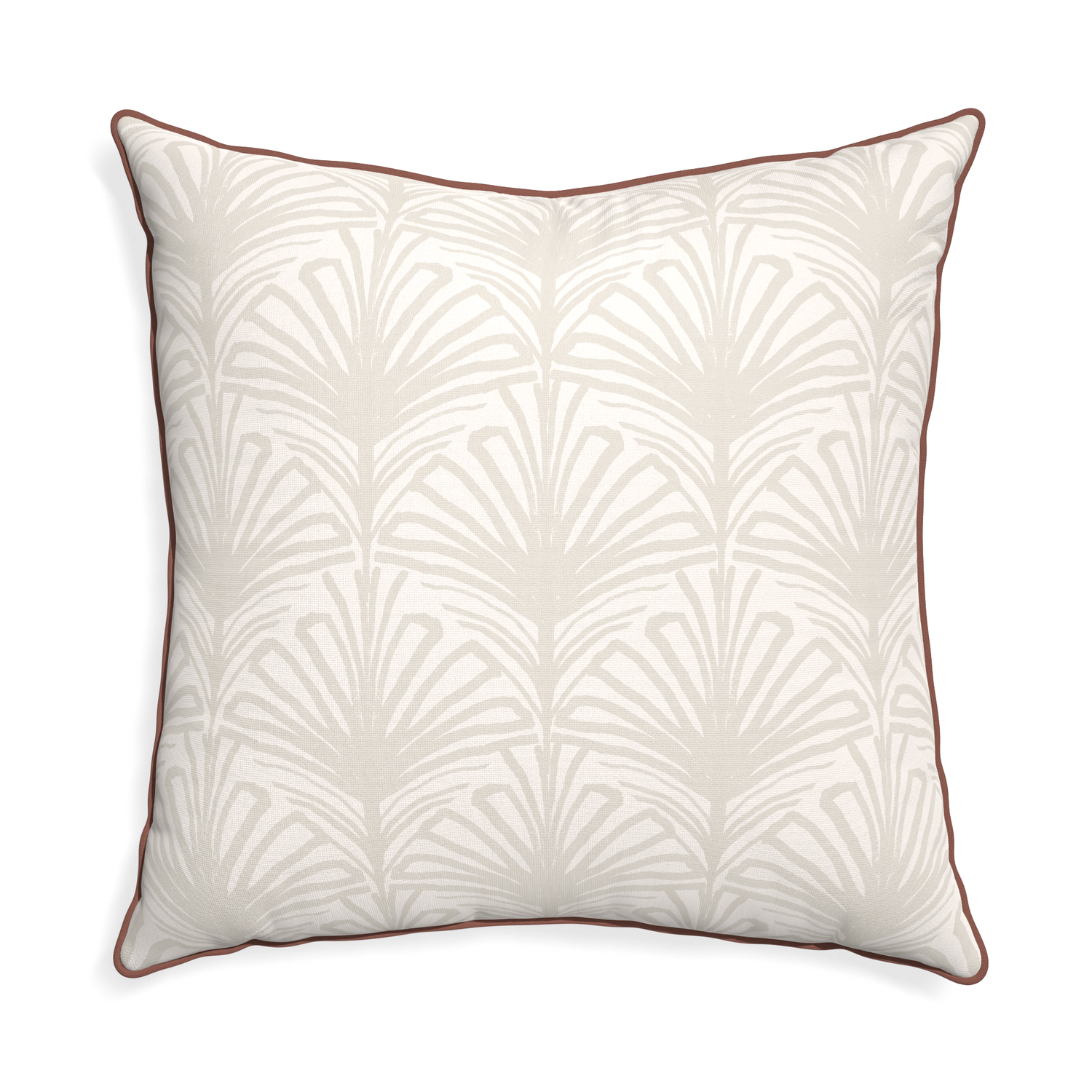 Euro-sham suzy sand custom pillow with w piping on white background