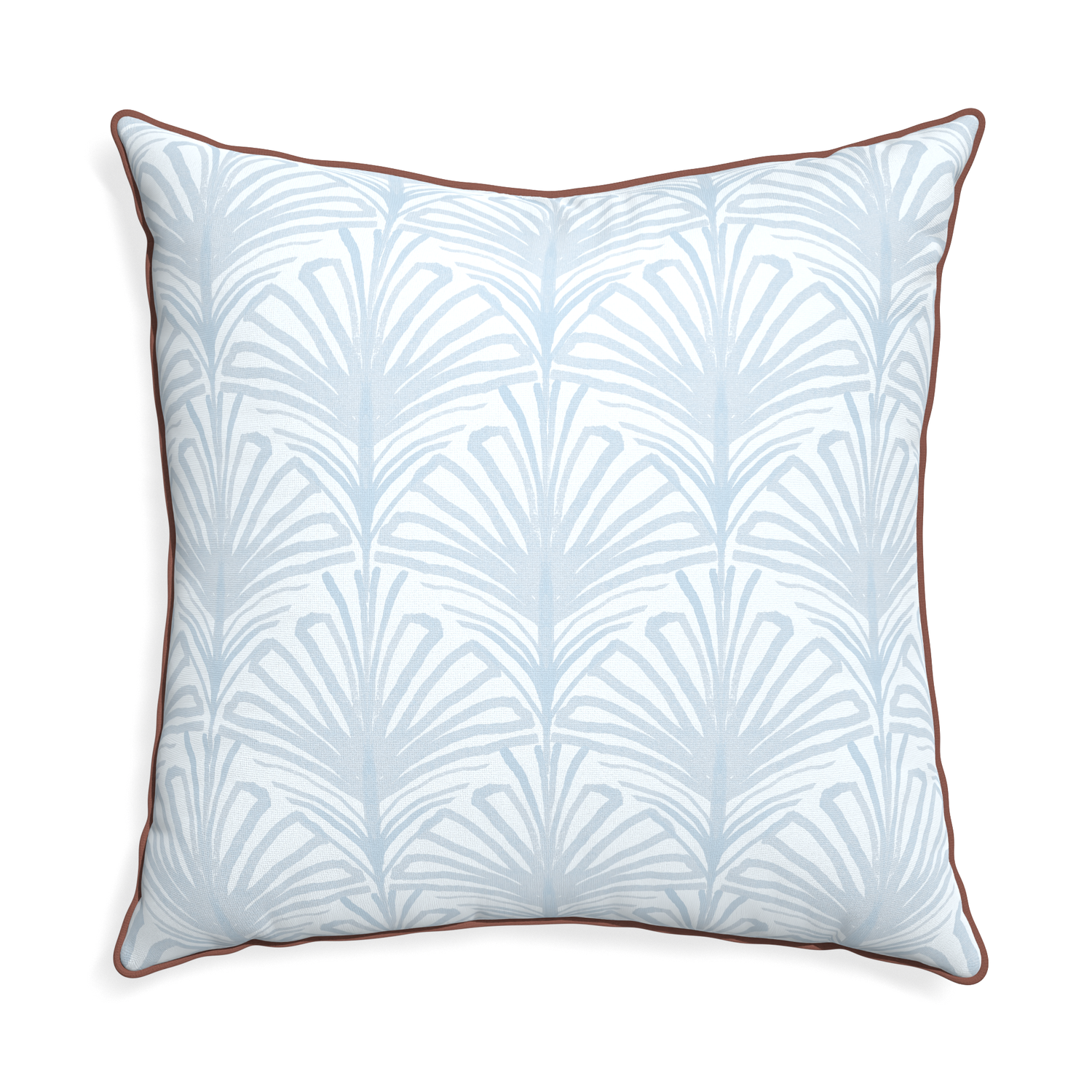 Euro-sham suzy sky custom pillow with w piping on white background