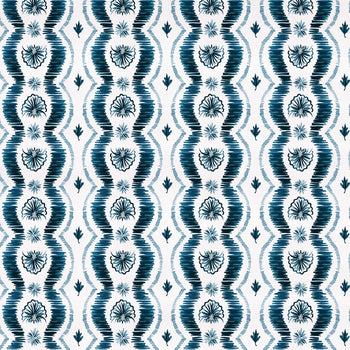 Blue Ikat Striped Fabric