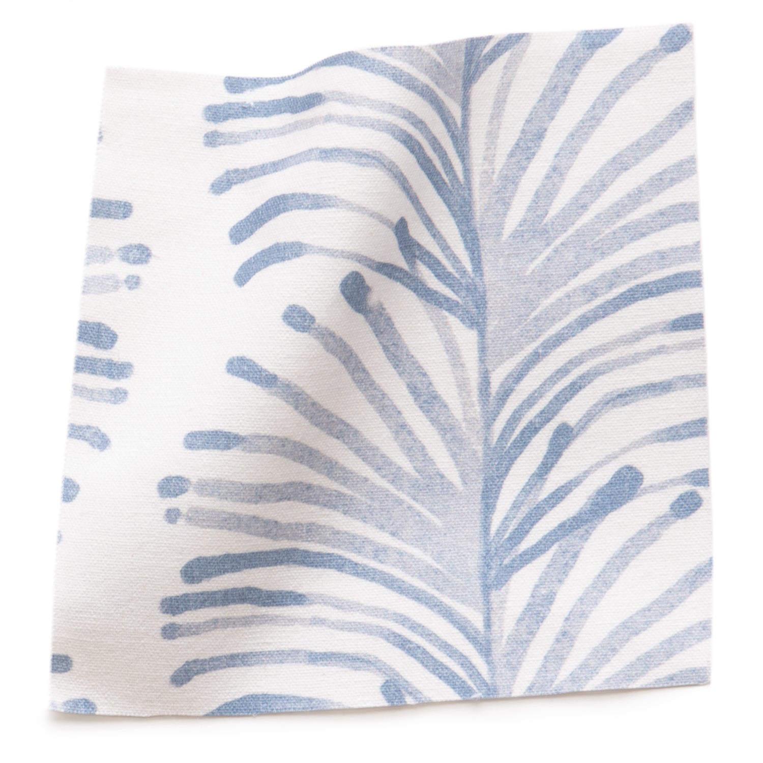 Sky Blue Botanical Stripe Printed Cotton Swatch