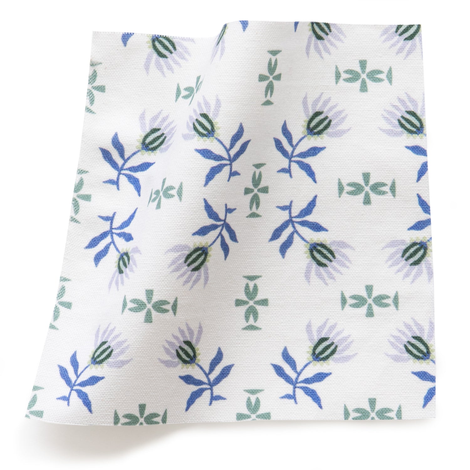 Blue & Green Floral Printed Cotton Swatch