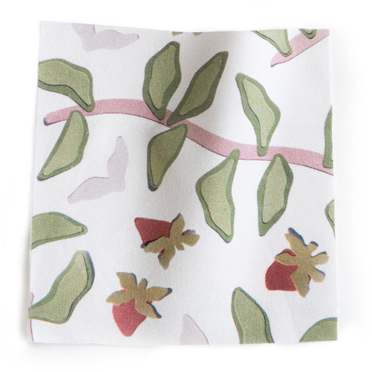 Strawberry & Botanical Printed Cotton Swatch