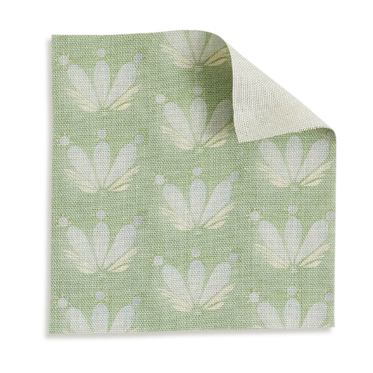 Test Curtain Serena in soft sage with floral seashell pattern, custom made-to-order from Pepper Home for a coastal charm.