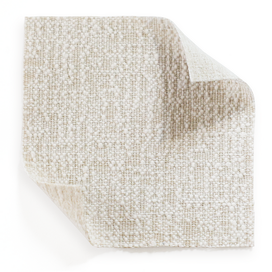 Sand fabric swatch in textured neutral beige tone, made-to-order with short lead times, manufactured in the USA.