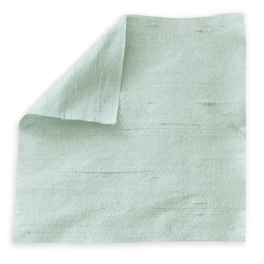 Julep fabric swatch in soft pale green silk with subtle texture, made-to-order, short lead times, manufactured in the USA