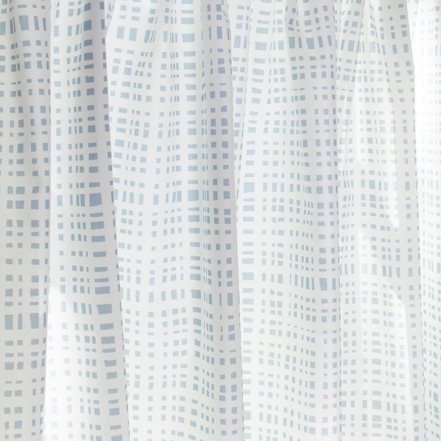 close up of Sky Blue Gingham Printed Cotton fabric curtain 
