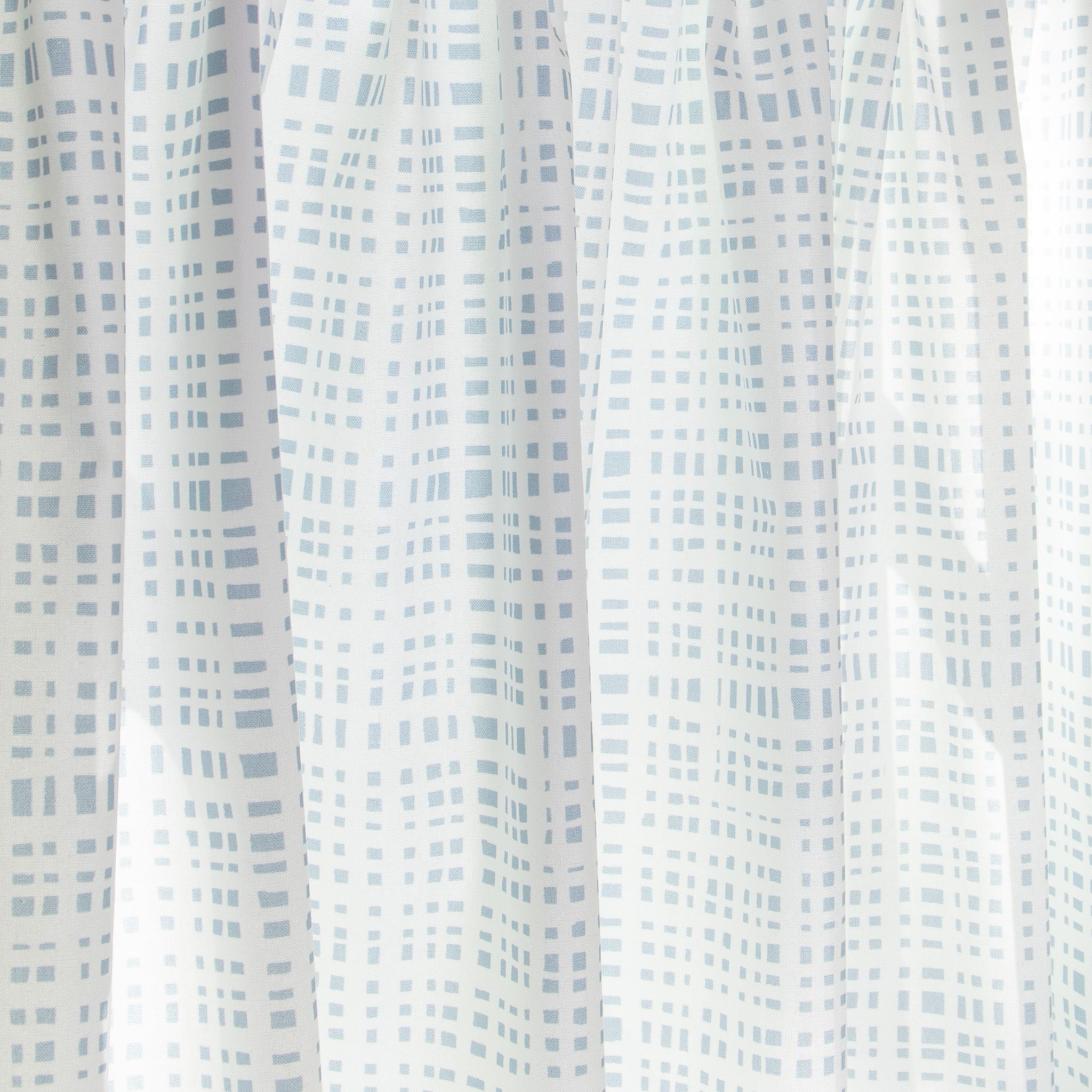 close up of Sky Blue Gingham Printed Cotton fabric curtain 