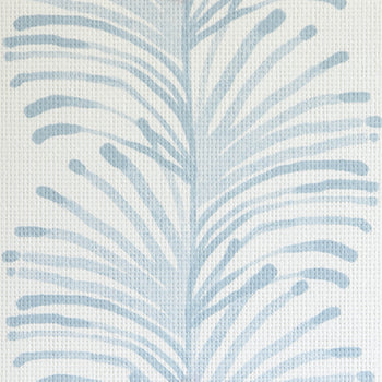 Organic Sky Blue Botanical Stripe Printed Wallpaper Swatch Close-Up