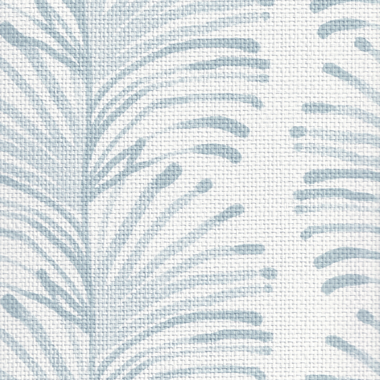 Organic Sky Blue Botanical Stripe Printed Wallpaper Swatch Close-Up
