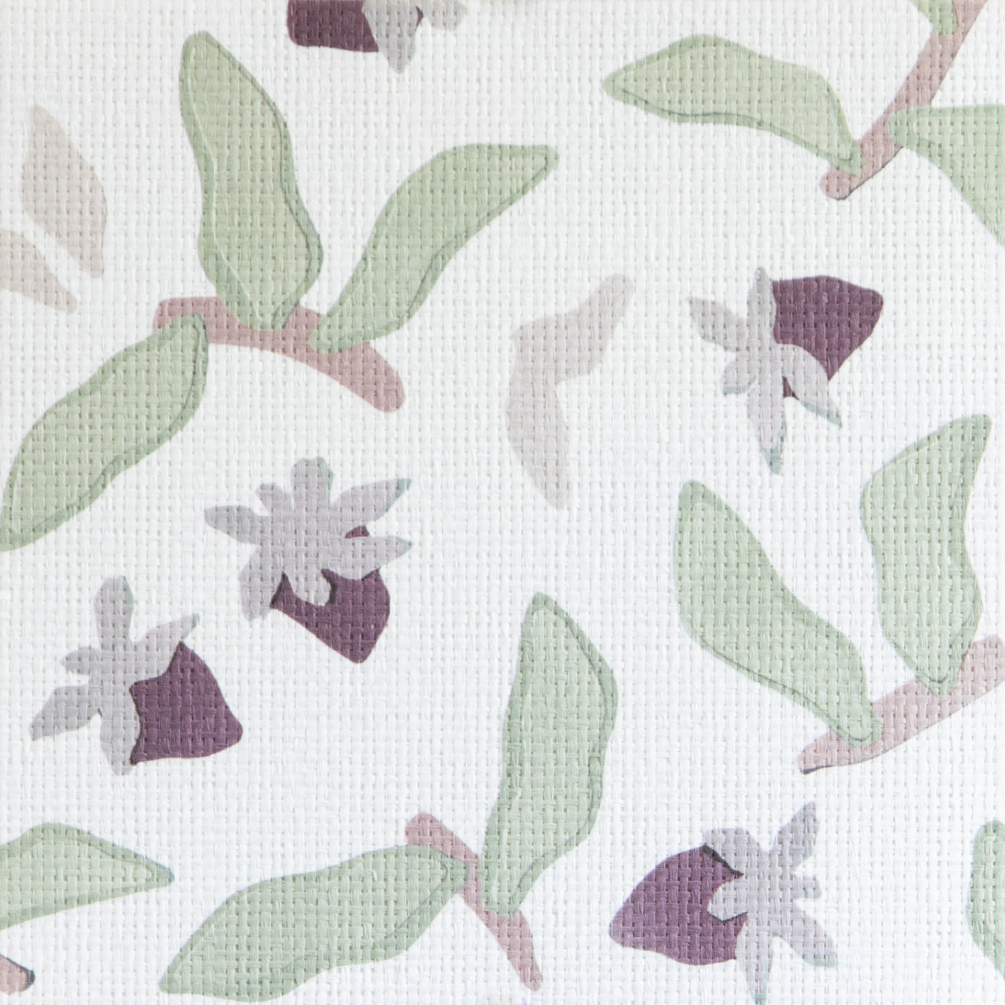Plum Strawberry & Botanical Printed Grasscloth Wallpaper Swatch