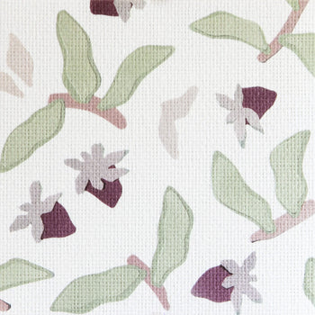 Plum Strawberry & Botanical Printed Grasscloth Wallpaper Swatch