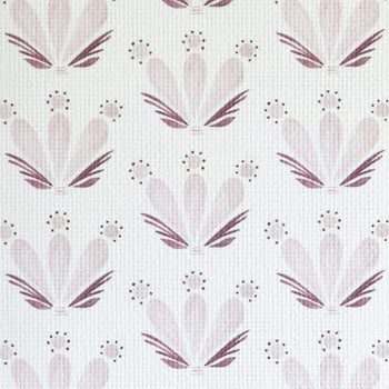 Pink & Burgundy Drop Repeat Floral Printed Grasscloth Wallpaper Swatch