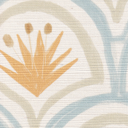 Art Deco Palm Pattern Printed Grasscloth Wallpaper Swatch