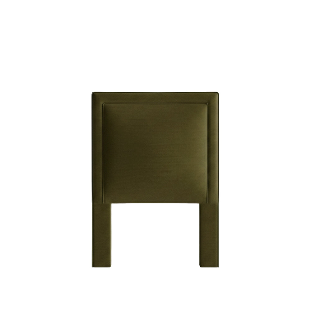 Twin olive velvet custom on white background