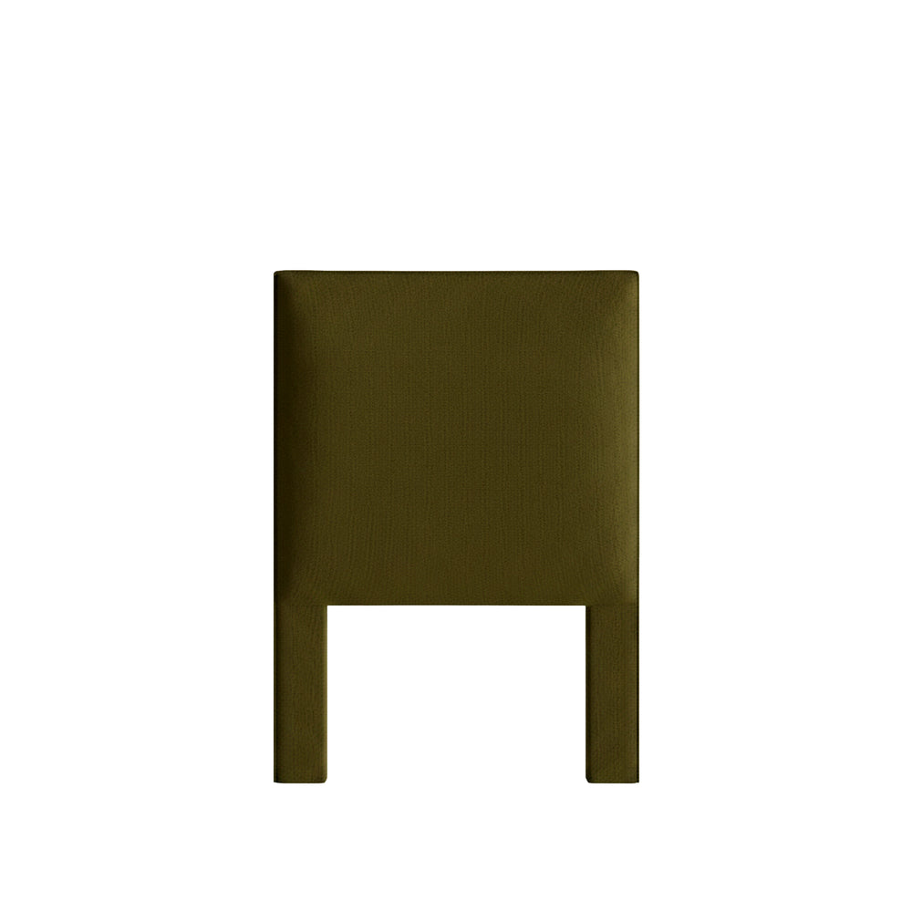 Twin olive velvet custom on white background