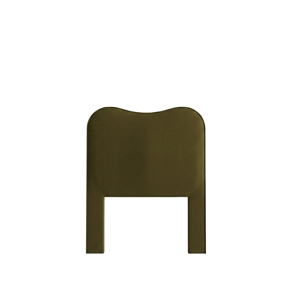 Twin olive velvet custom on white background