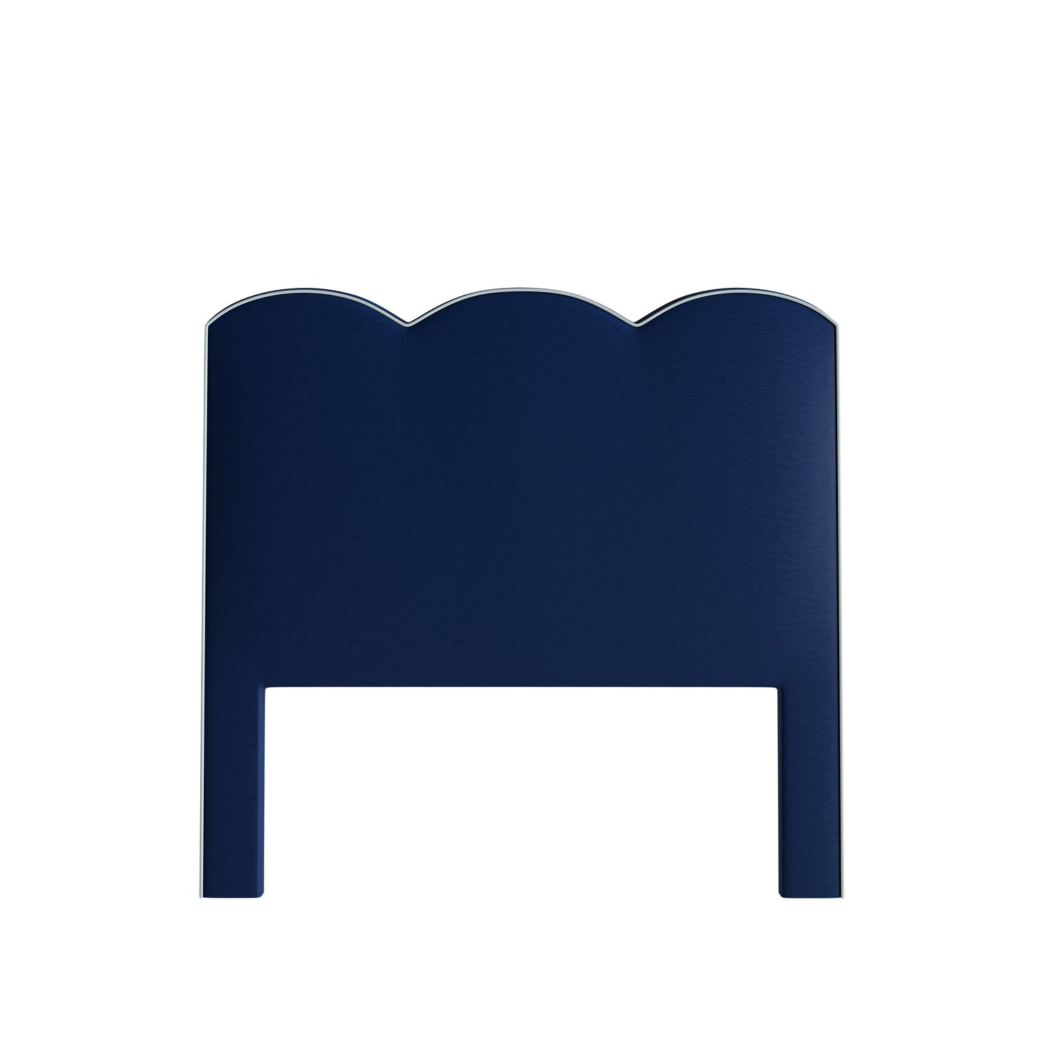 Midnight headboard with scalloped silhouette in rich cotton fabric adds custom charm and sophistication to your bedroom.