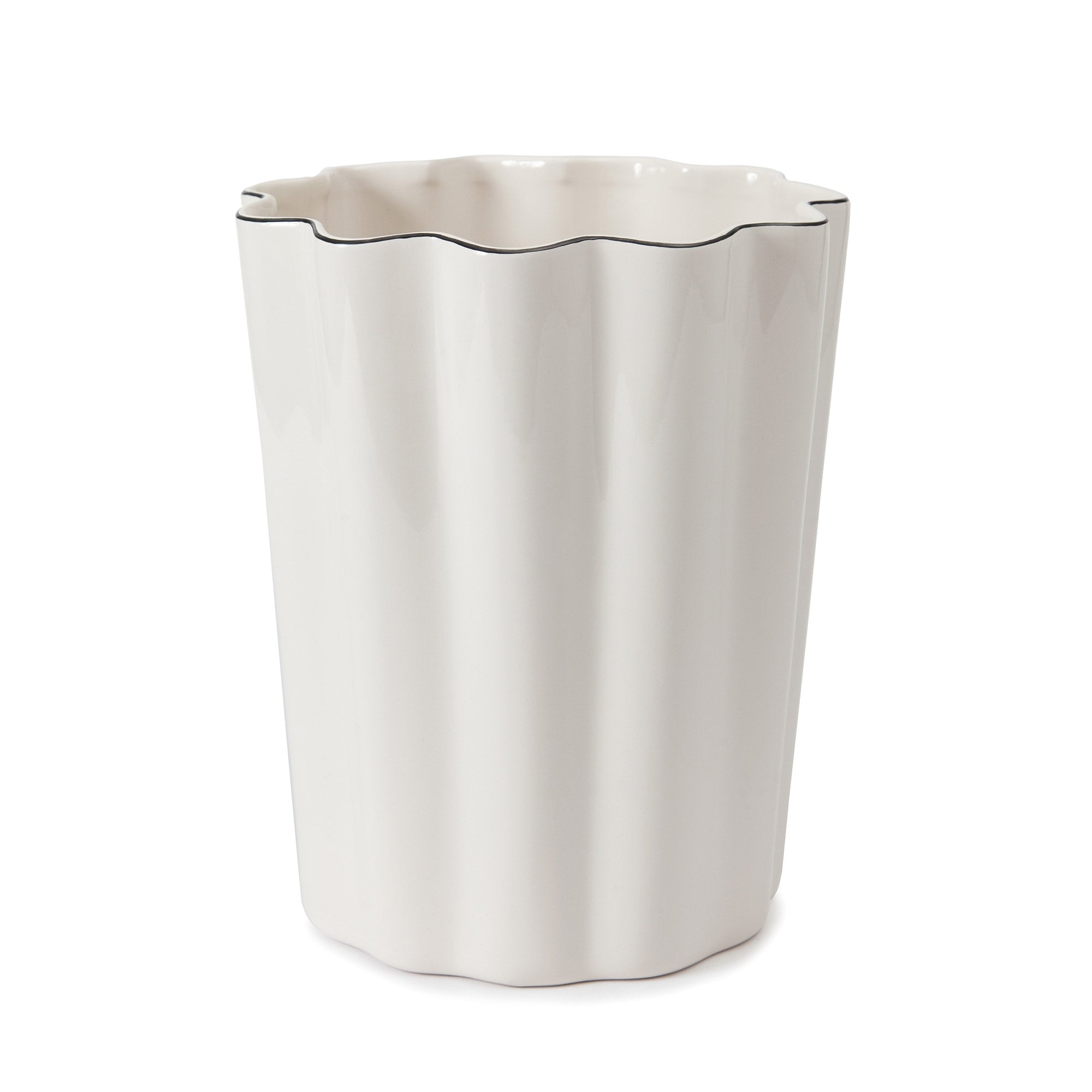 white ceramic waste basket 