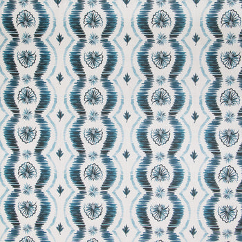 Blue Ikat Printed Heavyweight Linen Wallpaper