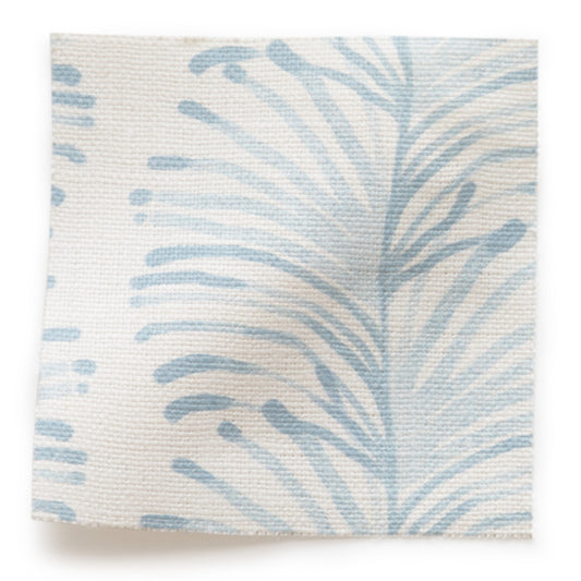 Sky Blue Botanical Stripe Printed Linen Swatch