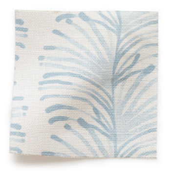 Sky Blue Botanical Stripe Printed Linen Swatch