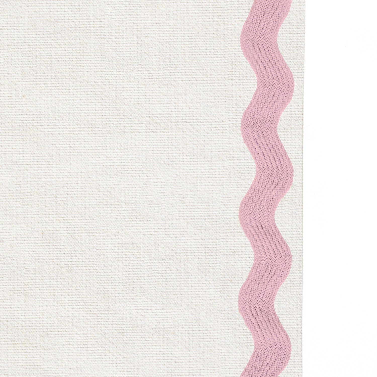 Upclose picture of Flour custom shower curtain with peony rick rack trim