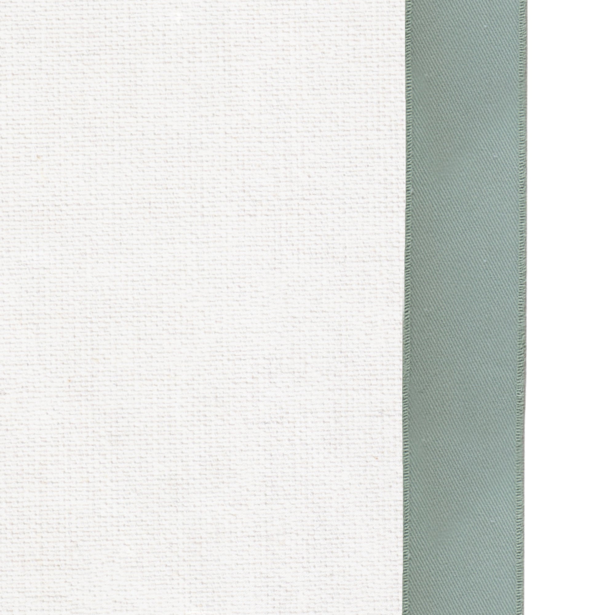white curtain with sage green band