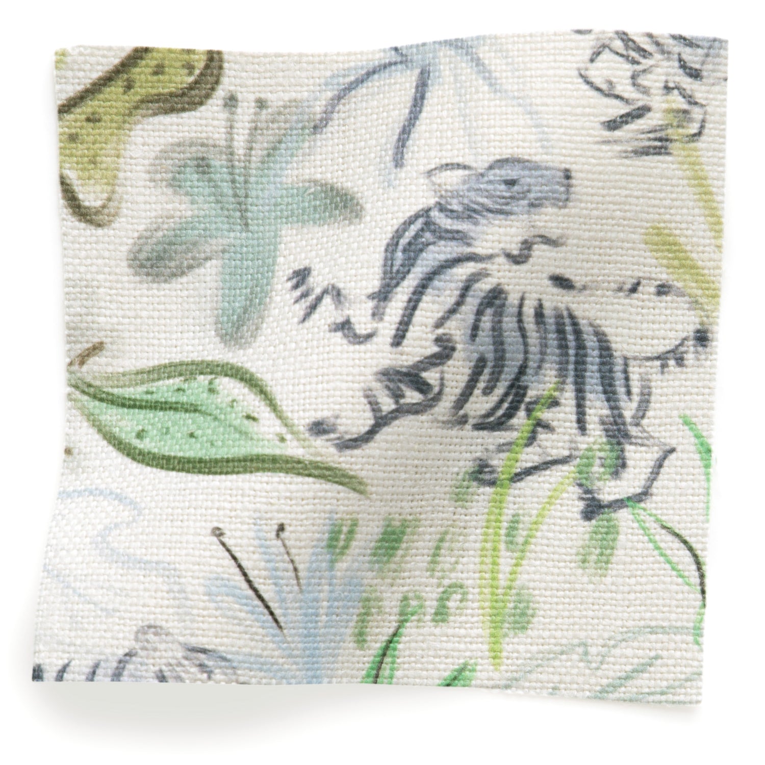 Green Tiger Printed Linen Swatch