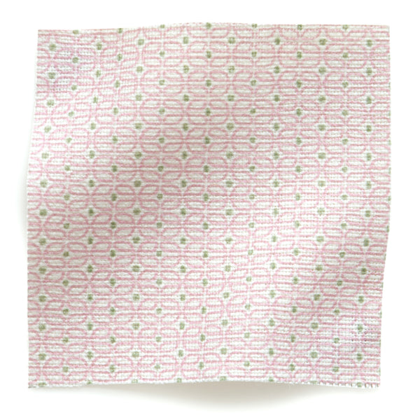 Pink and Green Geometic Linen Fabric