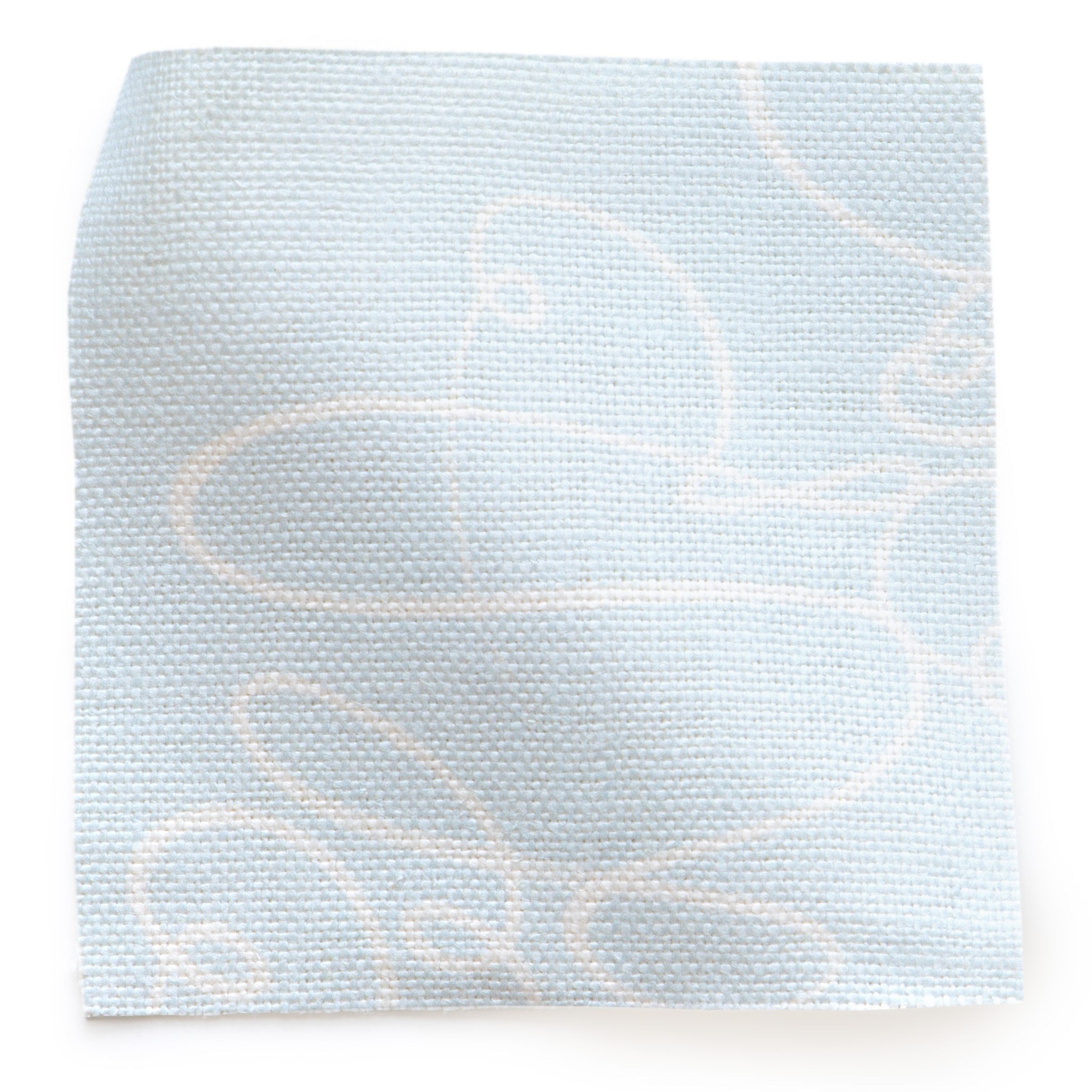 Powder Blue Abstract Printed Linen Swatch