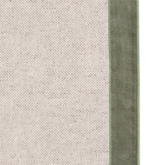 Oat Curtain - Rod Pocket, 100"W x 89"L, Blackout Lining, Fern Velvet Band Trim on the left side