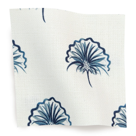 Floral Navy Printed Linen Swatch