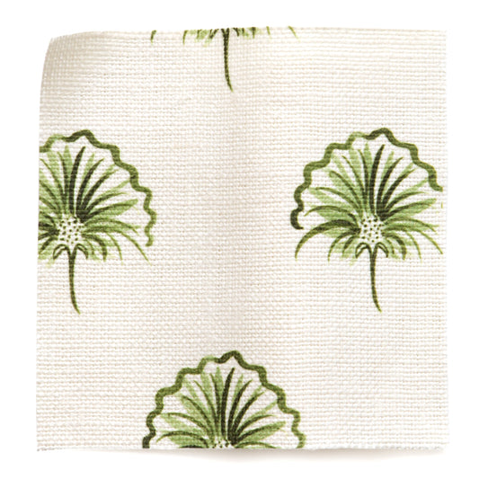Green Floral Printed Linen Swatch