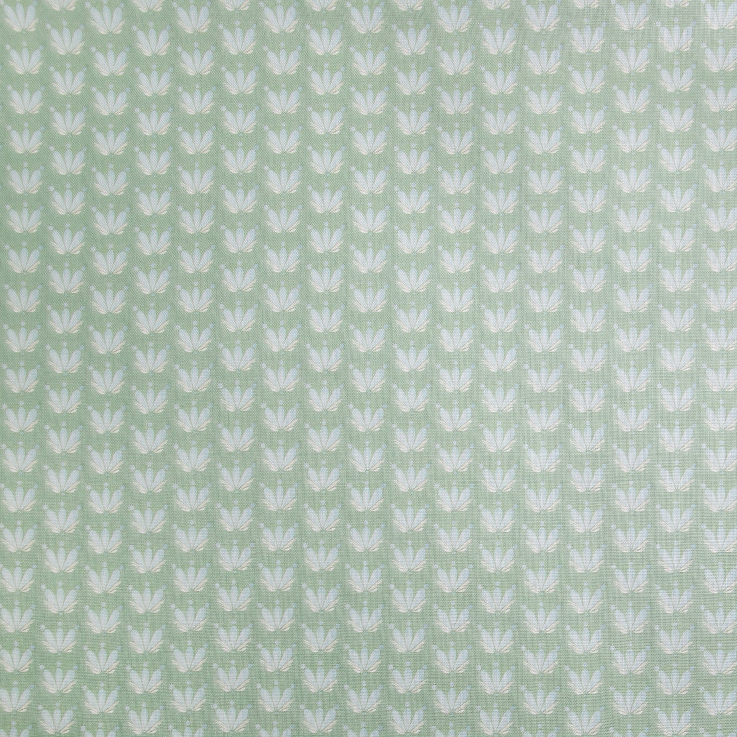 Blue & Green Floral Drop Repeat Linen Print
