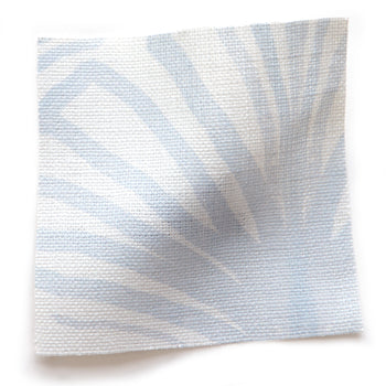 Sky Blue Palm Printed Linen Swatch