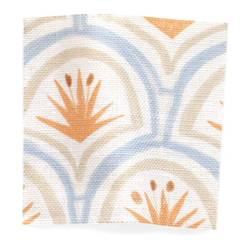 Art Deco Palm Pattern Printed Linen Swatch